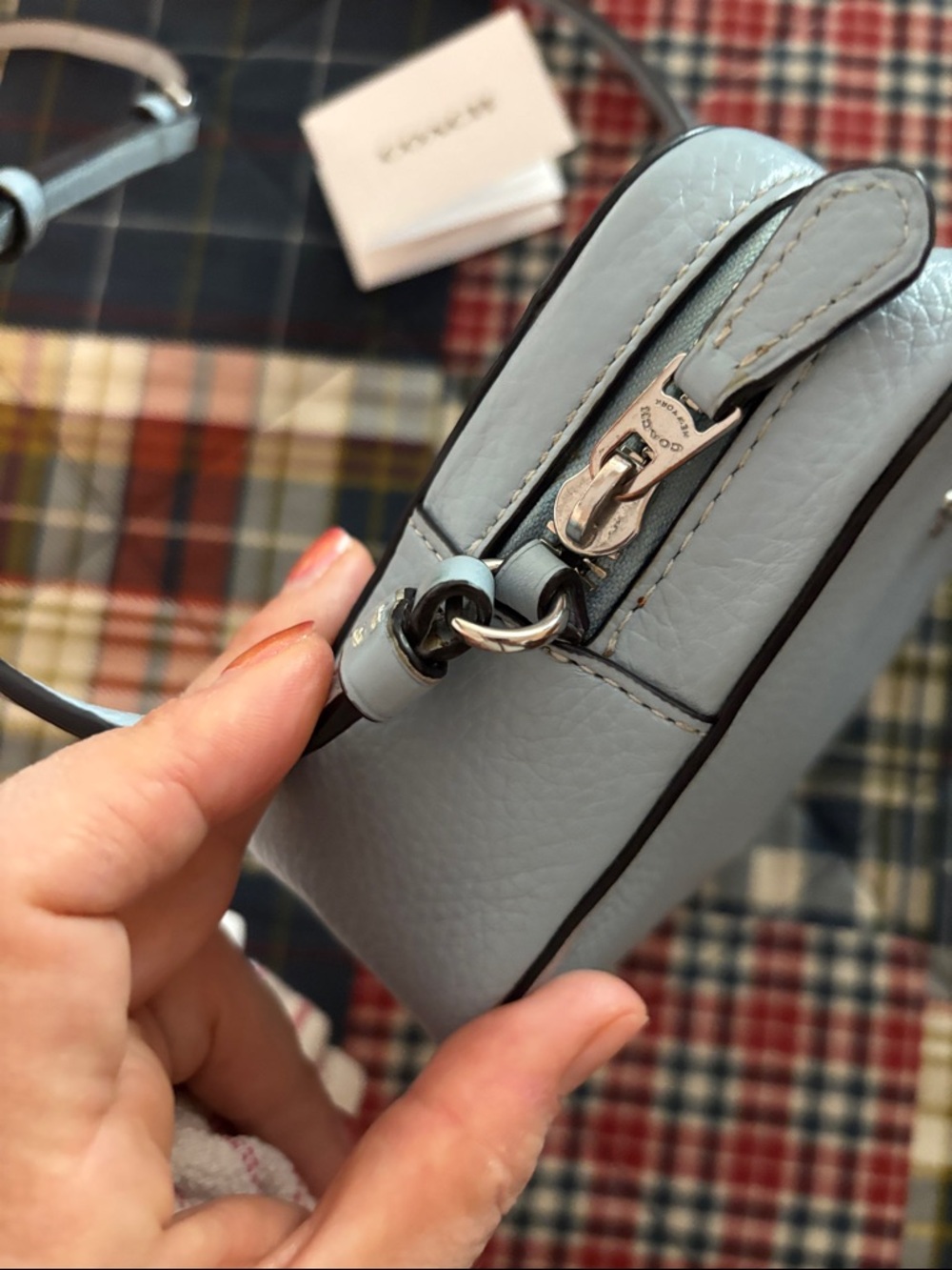 Coach Light Blue Pebbled Leather Crossbody Bag - Picture 4 of 8